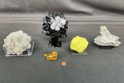 Quartz on Selenite, Smithsmite, Amber
