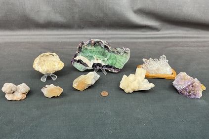 Dogtooth Calcite, Stillbite, Fluorite