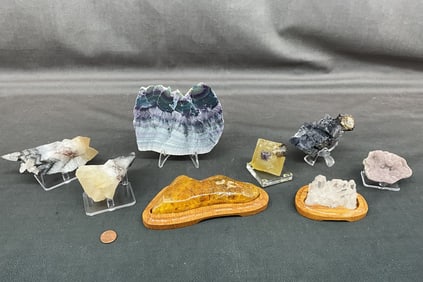 Dogtooth Calcite, Fluorite, Quartz