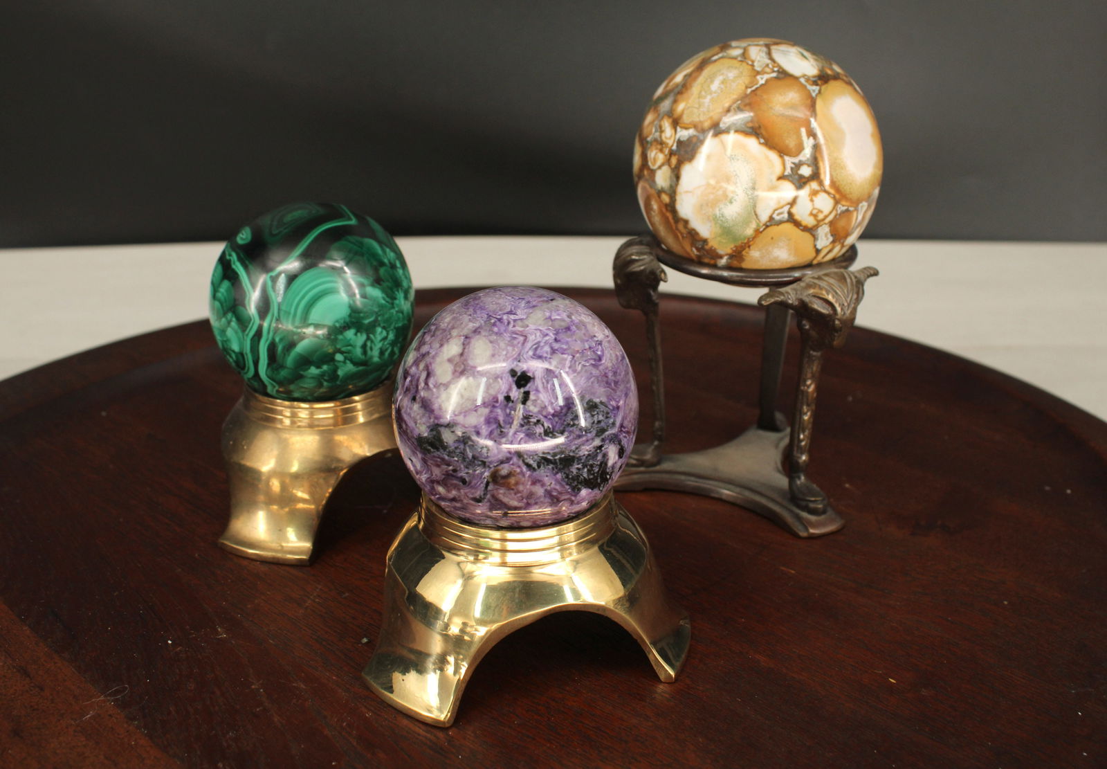 3 Spheres- Malachite, Charoite, Agate (1 of 10)