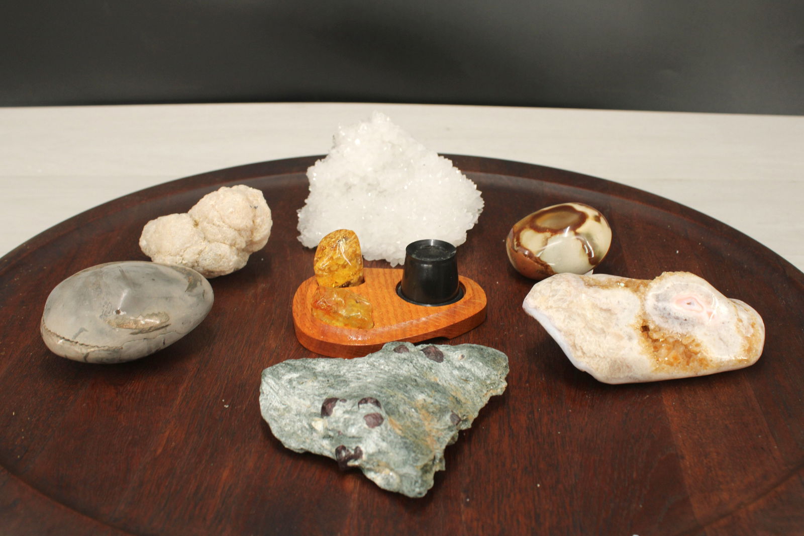 Quartz on Pyrite, Amber, Garnet in Green Mica (1 of 14)