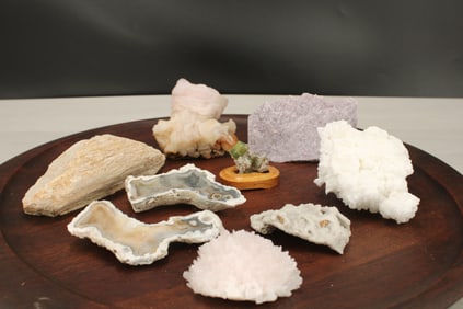 Mangano Calcite, Druzy, Tourmaline