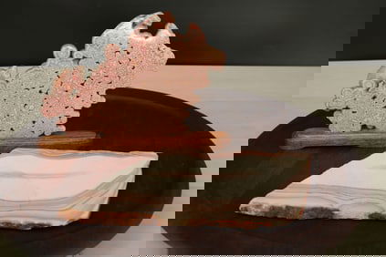 Rhodochrosite & Sandstone Slabs On Stand