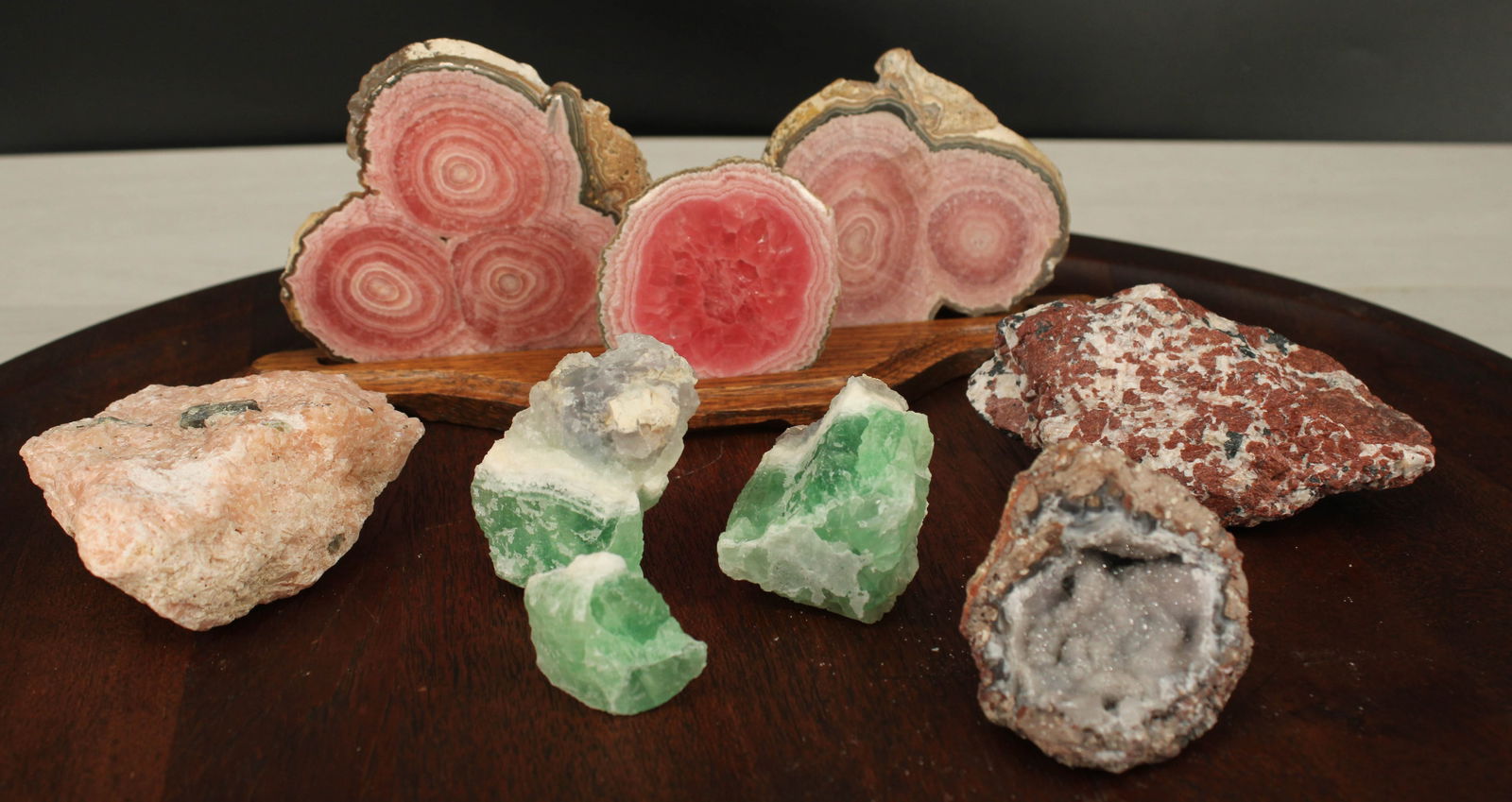 Rhodochrosite Triple, Fluorite (1 of 15)