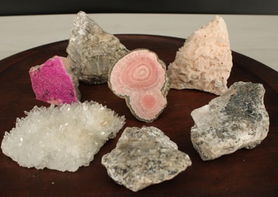 Quartz Plate, Rhodochrosite, Manganocalcite