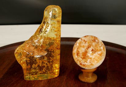 Amber W Air Bubbles, Citrine Sphere