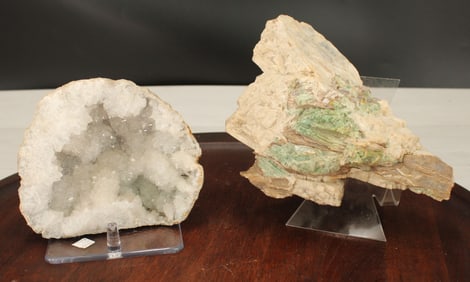 Green Apatite With Mica & Geode