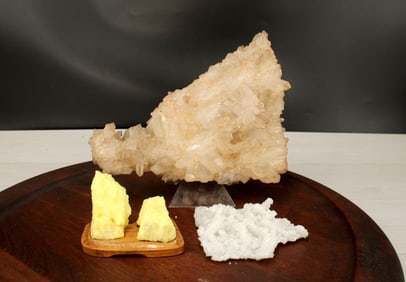 Double Sided Quartz, Prehenite, Sulfur