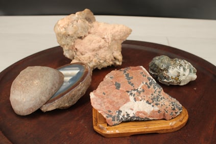 Agate Geode, dolomite, Pyrite on Calcite