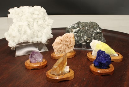 Prehenite On Stand, Pyrite On Calcite