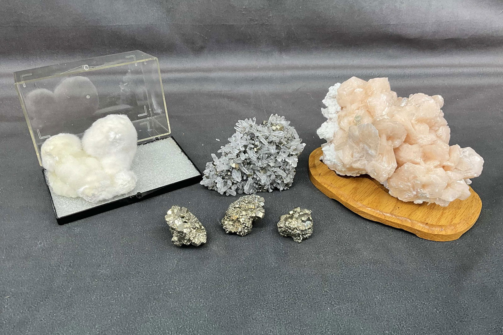 Stilbite, Quartz On Pyrite, Okenite (1 of 16)