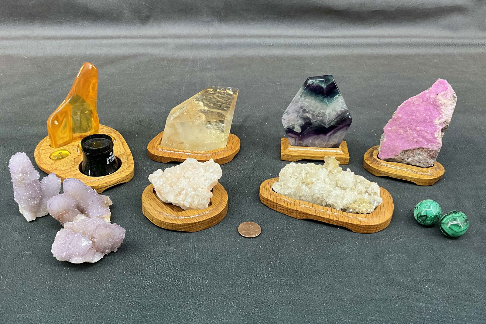 Stilbite, Fluorite, Golden Calcite, Amber (1 of 15)