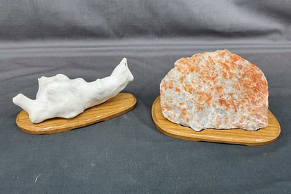 Large Orange Calcite, Chalk On Flint