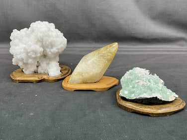 Calcite Point on Lead, Green Apophyllite
