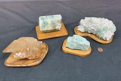 Blue Apatite, Golden Calcite