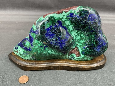 Large Malachite & Azurite On Stand
