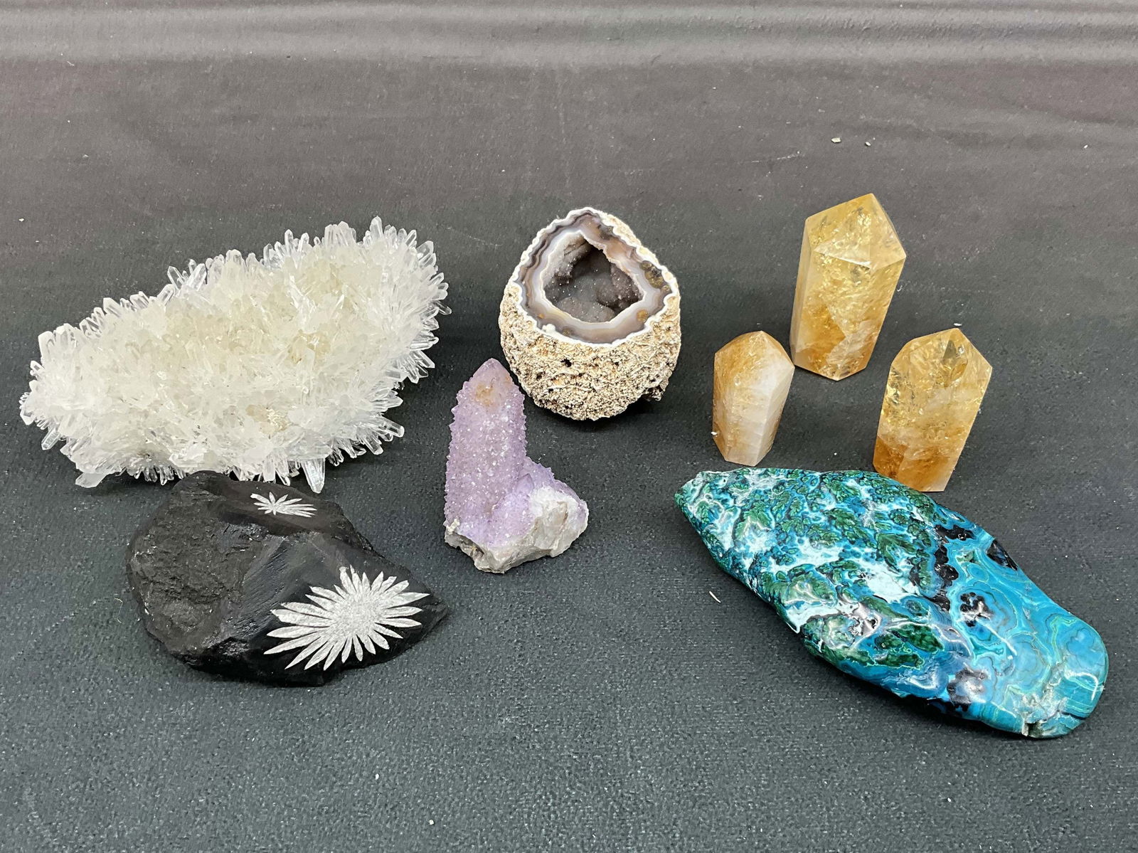 Quartz, Chrysocolla on Malachite, Citrine (1 of 14)