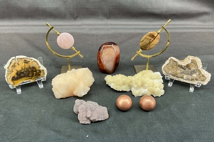 Quartz, Petrified Wood, Copper, Calcite