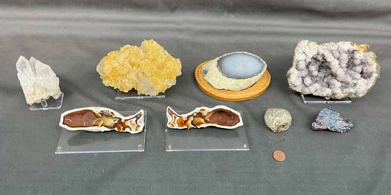 Agate, Grey Druzy, Selenite on Halite