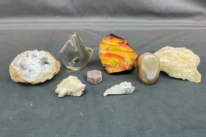 Angel Wing Calcite, Art Glass, Geode, Carnelian