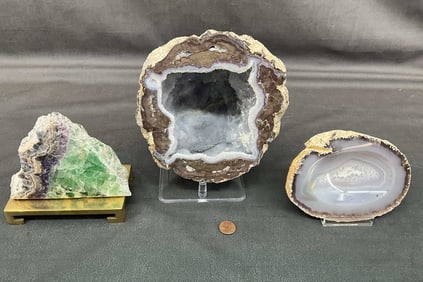 Large Blue Geode, Fluorite, Agate Bowl