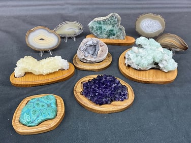 Apatite On Stillbite, Amethyst, Calcite
