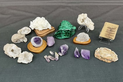 Aragonite, Malachite, Cactus Quartz, Geodes