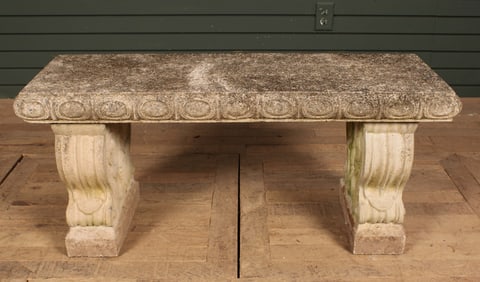 Vintage Cast Stone Garden Bench