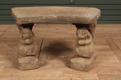 Cast Sandstone Squirrel Motif Garden Bench