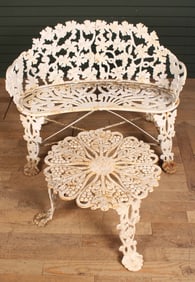 Cast Iron Grapevine Motif Settee and Table