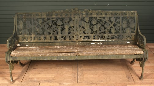 Antique English Cast Iron Nasturium Garden Bench