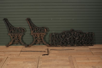 Cast Iron Garden Bench- Berlin, Rustic Pattern