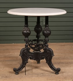 Cast Iron and Marble Garden Table