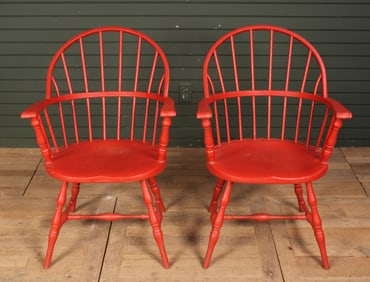 Rare Pair Simmons Style Metal Windsor Chairs