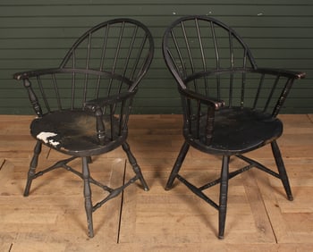 Rare Pair Simmons Style Metal Windsor Chairs