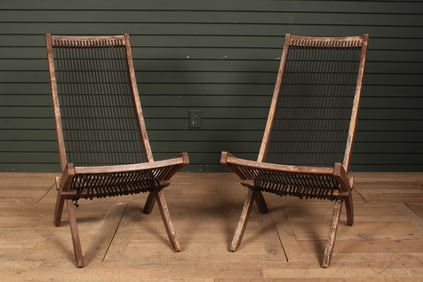 Pair of Modernist Folding Rope Chairs