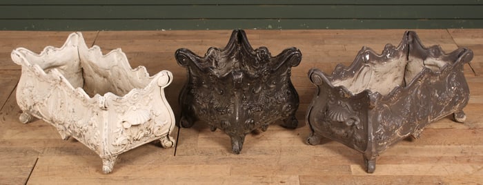 3 Cast Metal Terrace Planters