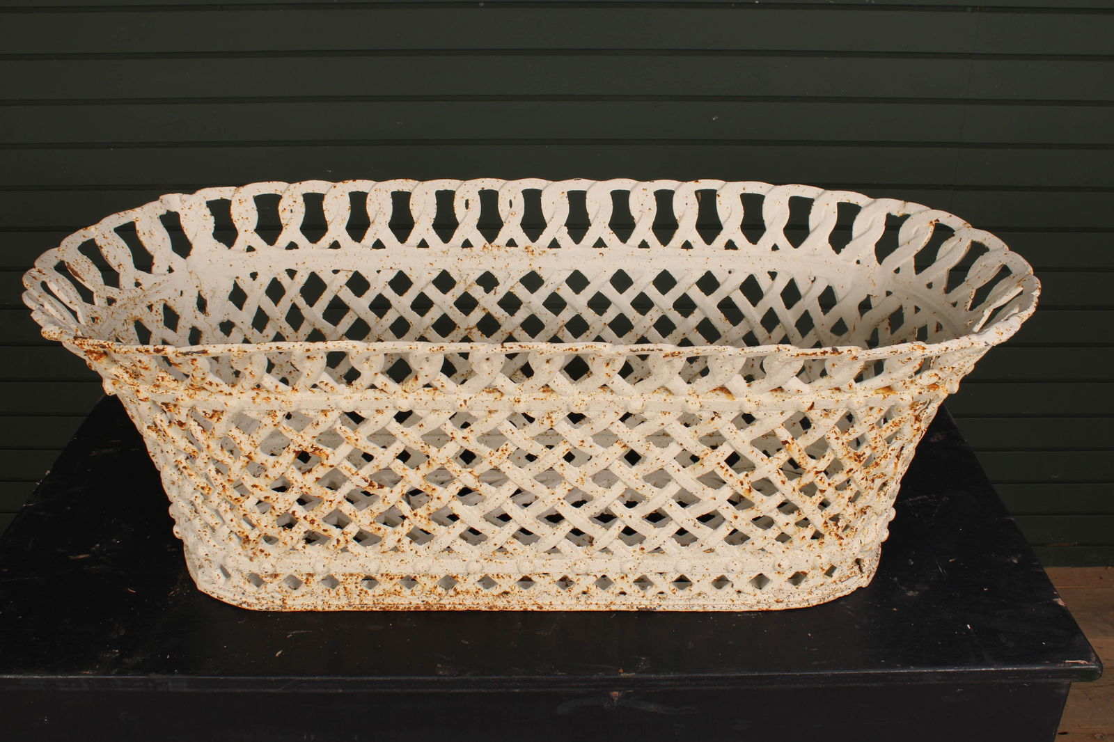 Cast Iron Basketweave Garden Planter (1 of 4)
