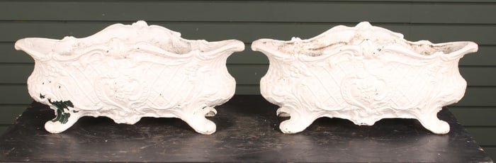 Pair Cast Iron Oblong Planters