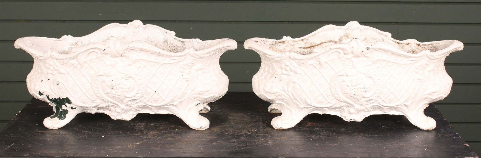 Pair Cast Iron Oblong Planters (1 of 12)