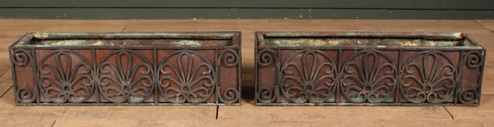 Pair of Wrought Iron Planters, Garden, Ledge