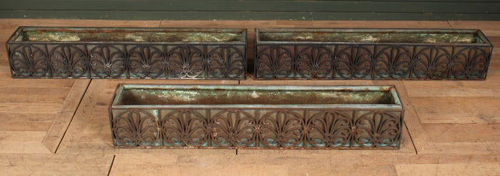 Set of 3 Wrought Iron Planters, Garden, Ledge