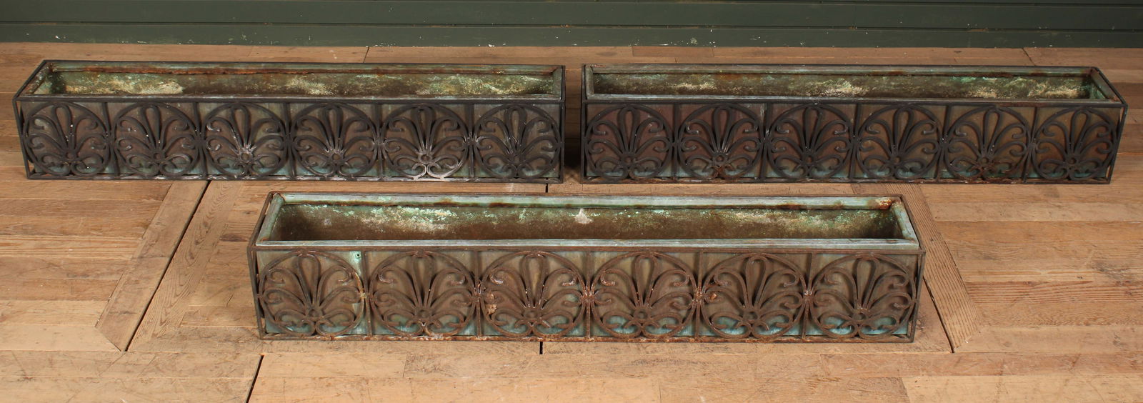 Set of 3 Wrought Iron Planters, Garden, Ledge (1 of 6)