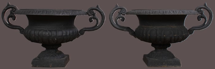 Pair Cast Iron Regency Style Garden Planters
