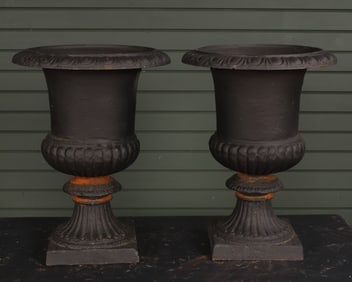 Pair of Campana Form Garden Urns