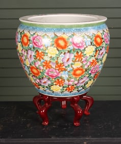 Chinese Porcelain Chrysanthemum Fishbowl Planter