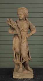 Cast Sandstone 4 Seasons Garden Figure, Harvest