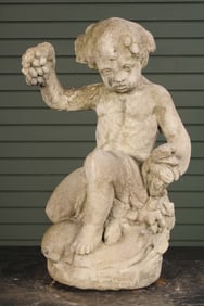 Vintage Cast Stone Garden Putto
