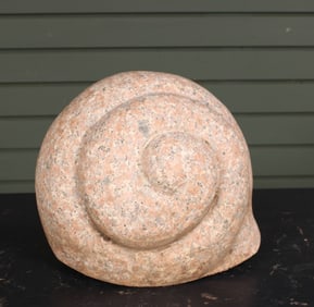 Carved Granite Snail Shell Garden Whimsy