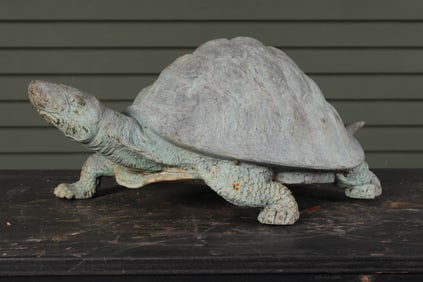 Figural Bronze Turtle Garden Statue